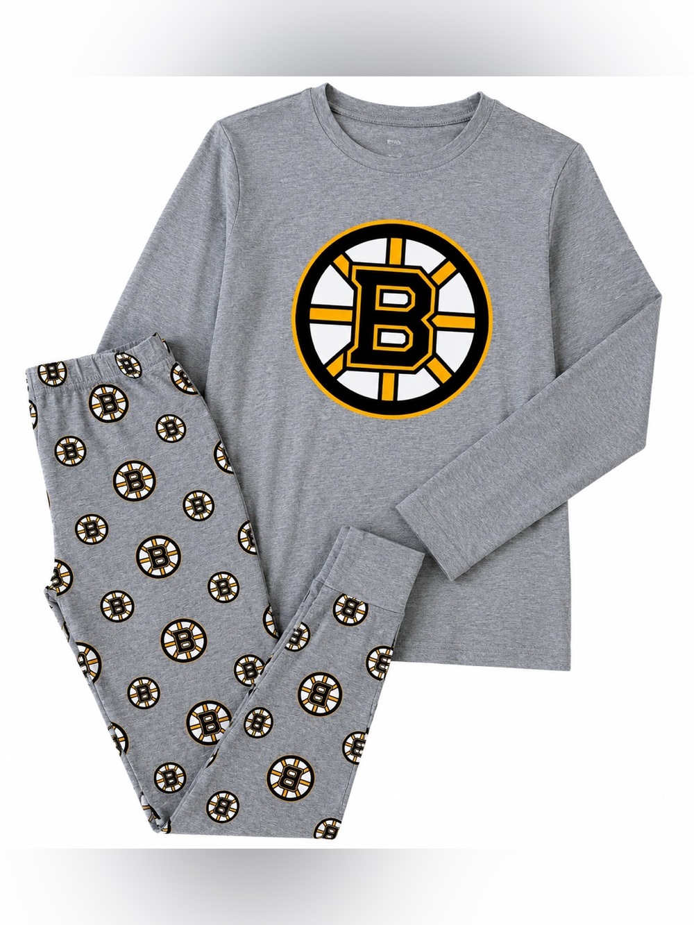 NWOT - NHL Boston Bruins Pajama Set Kids Large 14-16 Grey Logo Sleepwear